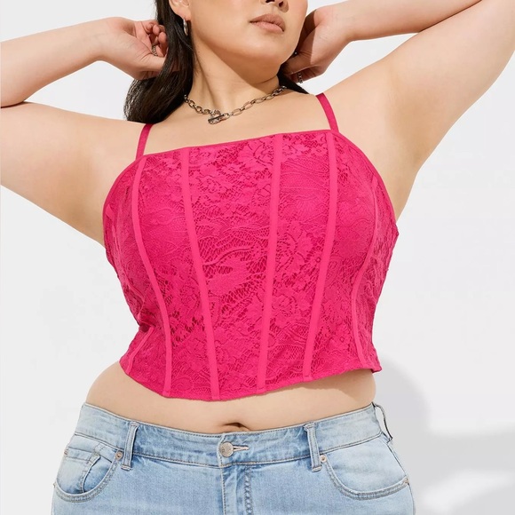torrid Tops - Torrid Pink Lace Corset Top Size 3X